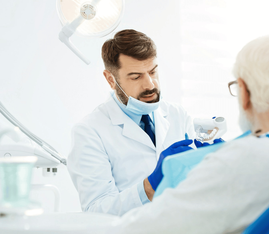 Dentist explaining to patient the whole process