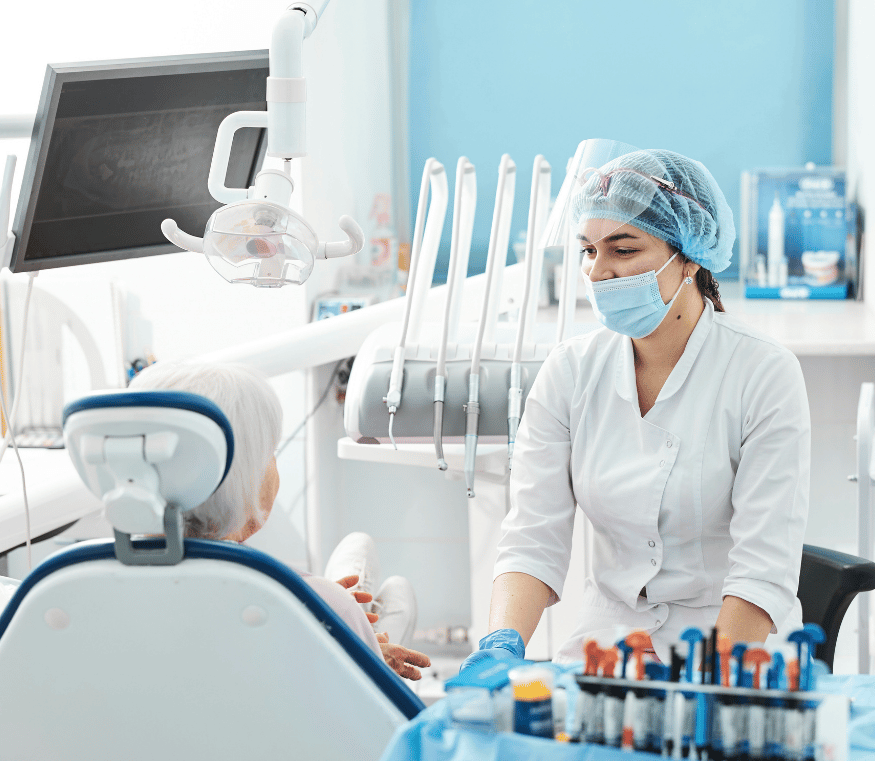 Dentist with patient