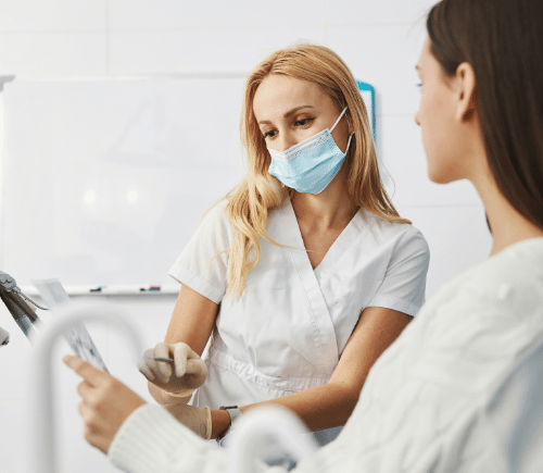 Patient looking at documentation
