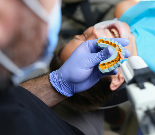 Putting in a mold on patient