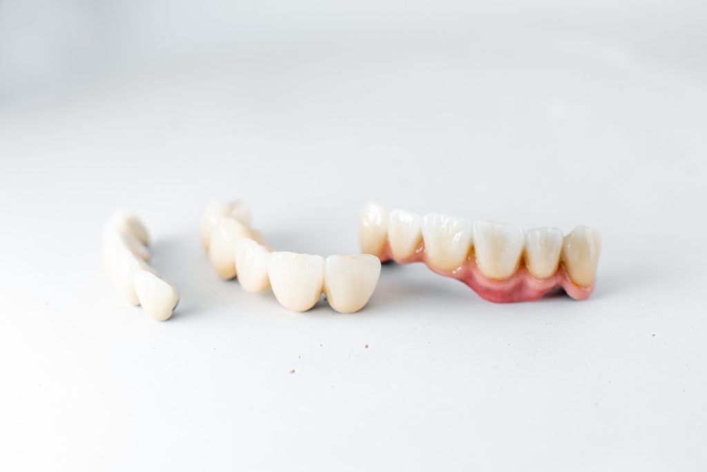 Dental crowns on the white background