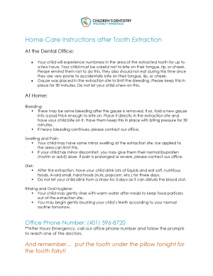Home Care Instructions after Tooth Extraction